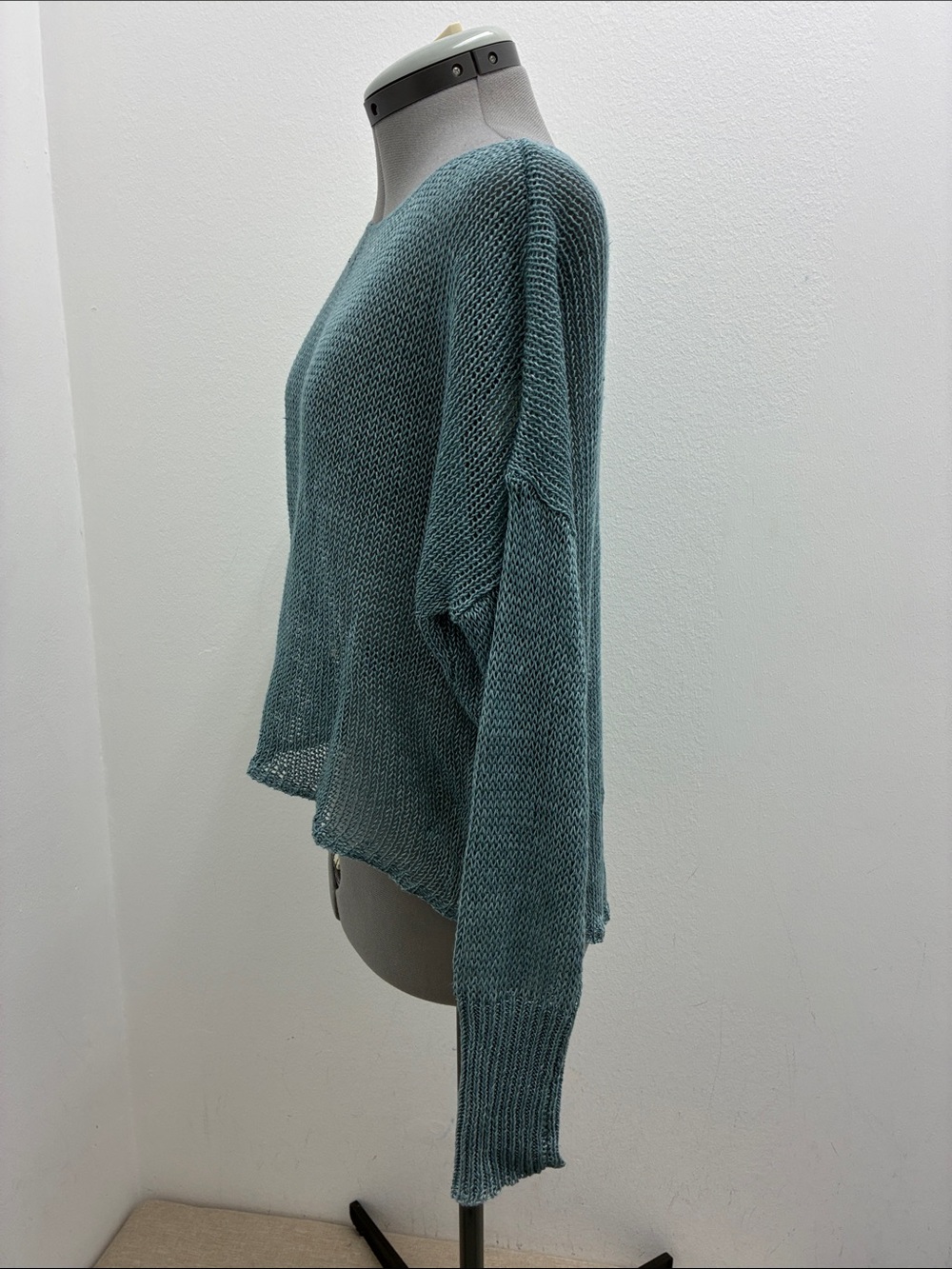 Ralph Lauren Teal Open-Weave Off-the-Shoulder Sweater - Picture 4 of 8